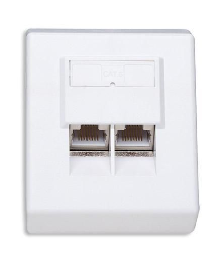 Intellinet Presa a muro RJ45 Cat 6 esterna 2 porte, FTP, colore bianco