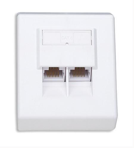 Intellinet Presa a Muro RJ45 Cat.6 Esterna 2 Porte UTP Bianco