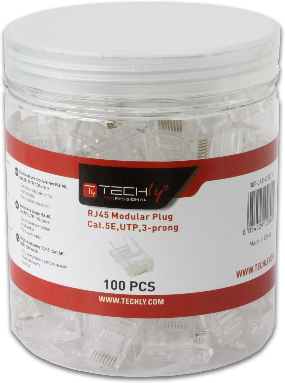 Techly Professional Confezione 100 Plug RJ45 UTP per Cavo Rigido Cat.5E Techly Professional Confezione 100 Plug RJ45 UTP per Cavo Rigido Cat.5E