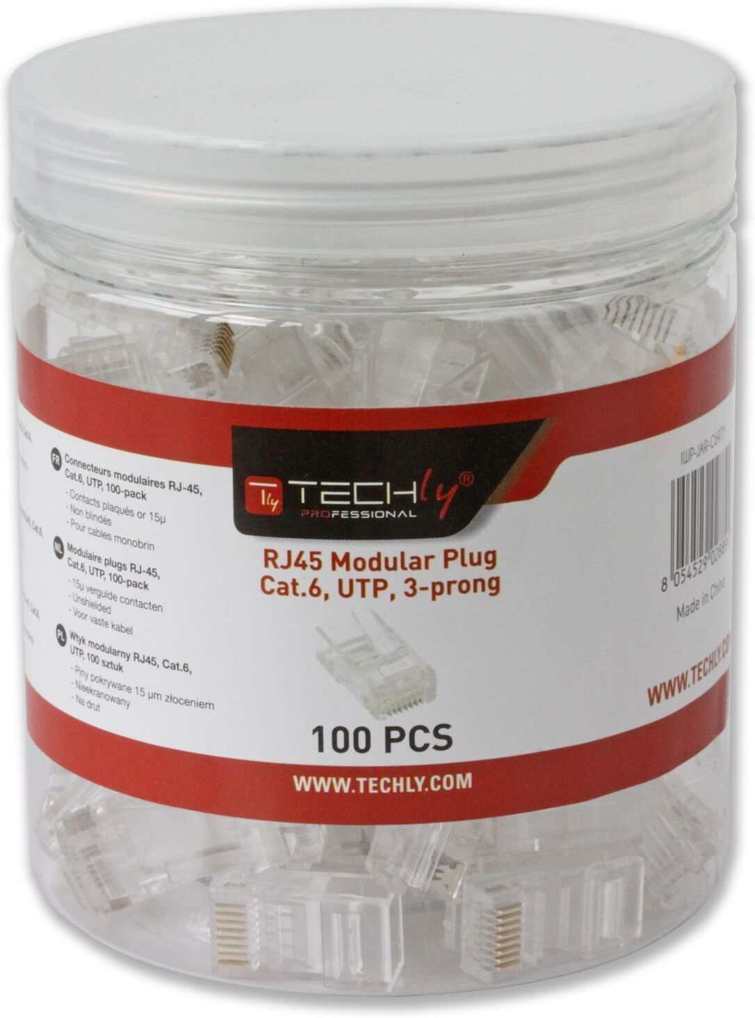 Techly Professional Confezione 100 Plug RJ45 UTP per Cavo Rigido Cat.6 Techly Professional Confezione 100 Plug RJ45 UTP per Cavo Rigido Cat.6