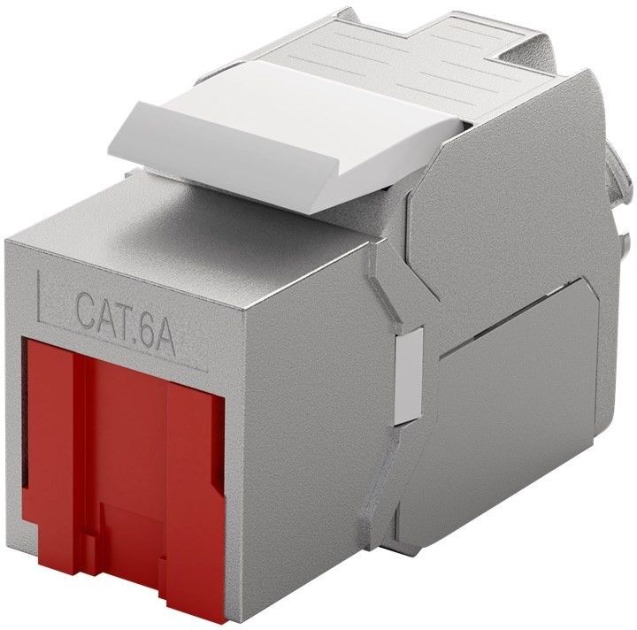 Goobay Frutto Keystone RJ45 Cat.6A STP con Otturatore Rosso Goobay Frutto Keystone RJ45 Cat.6A STP con Otturatore Rosso