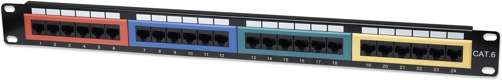 Intellinet Pannello Patch UTP 24 porte Cat.6 Codifica Colorata Intellinet Pannello Patch UTP 24 porte Cat.6 Codifica Colorata