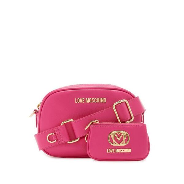 moschino metallic logo borsa camera case con pouch