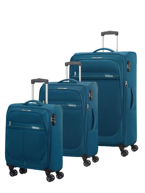 samsonite american tourister deep dive set 3 trolley:cabin, medio e grande espandibili