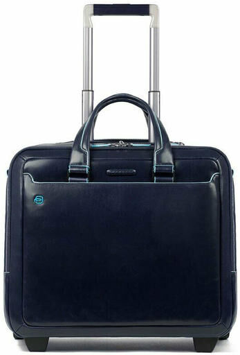 PIQUADRO BLU SQUARE Trolley pilota in pelle