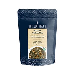 Full Leaf Tea Co. Té orgánico de hojas sueltas Genmaicha – Bolsa de 2 onzas (aprox. 30 porciones)