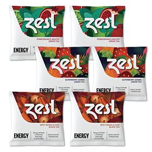 ZEST TEA té energético, mezcla de cafeína alta natural y saludable sustituto de café negro, perfume para Keto, 135-150 mg de cafeína por porción