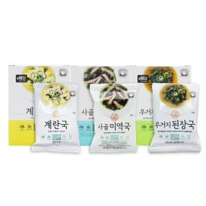 ADDERENITY [] Sopa coreana para resaca, fácil de cocinar, sabrosa sopa de secado por congelación, tipo bloque, embalaje individual, sopa coreana (sopa de algas marinas, sopa de pasta de soja, sopa de huevo)