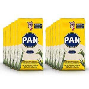P.A.N. Harina de maíz blanco – Precocida sin gluten y harina kosher para arrepas (2.2 libras / paquete de 12)