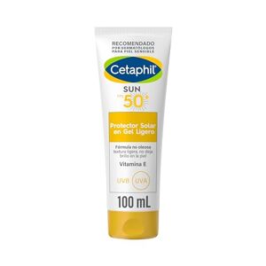 Cetaphil Sun FPS 50+ Protector Solar en Gel Ligero 1 pz 100 ml Alta Protección Contra Radiación UVB, UVA, IR Recomendada por Dermatólogos para Piel Sensible