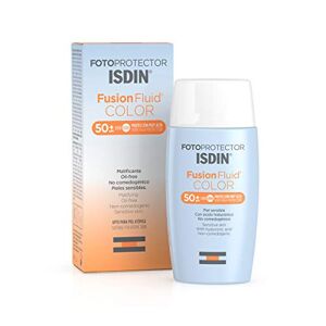 ISDIN Fotoprotector Fusion Fluid COLOR SPF 50+, Protector Solar Facial, Innovadora textura ultraligera con color que se funde con tu piel, 50ml