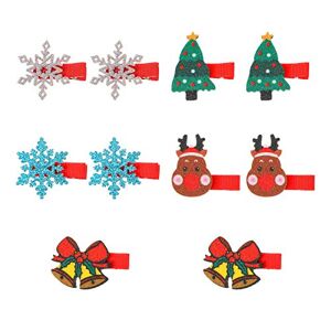 Minkissy 10 clips para el pelo de Navidad, cuernos con purpurina, copos de nieve, campanas de árbol, horquillas para el pelo, accesorios para el pelo, accesorios para el pelo, accesorios para niñas, niños y adultos