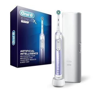 Oral B Oral-B Genius X Limited, cepillo de dientes eléctrico con inteligencia artificial, 1 cabezal de cepillo de repuesto, 1 funda de viaje, morado orquídea