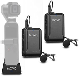 Movo Edge-OP-Duo Micrófono de solapa inalámbrico dual para Osmo Pocket 1 y 2, micrófono de solapa inalámbrico con clip, 2 transmisores y receptor para video, vlogging, filmación