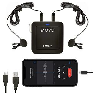Movo LMS-2 Micrófono universal de doble canal con cable Lavalier para grabación de entrevistas con USB, USB tipo C y salidas de relámpago, compatible con iPhone, Android, PC y Mac, ideal para YouTube, Podcast