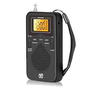 TRIPPER Radio portátil Mini AM FM Radio meteorológica Radio de bolsillo visualización LCD Reloj despertador digital Radio reproductor
