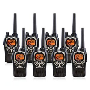 Midland GXT1000X8VP4 50 Channel GMRS Two-Way Radio Up to 36 Mile Range Walkie Talkie Black/Silver (Pack of 8)