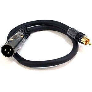 Monoprice Mono XLR Male to RCA Male Cable 1.5 Feet Black With E21Gold Plated Connectors   16AWG Shielded Twisted Pair Oxygen-Free Copper Braid Conductors Premier Series