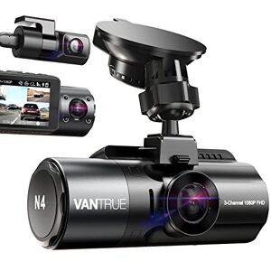 VANTRUE N4 3 Channel Dash CAM, 4K+1080P Front and Rear, 4K+1080P Front and Inside, 1440P+1080P+1080P Three Way Triple Car Camera, IR Night Vision, 24 Hours Parking Mode, Capacitor, Support 256GB MAX