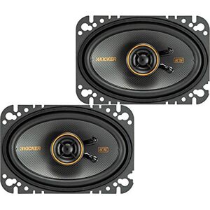 Kicker 47KSC4604 KS Series Low Profile 4x6 Inch 4 Ohm 15 to 75 Watts RMS Power Factory Replacement Coaxial Car Audio Sound System Speakers (Pair)