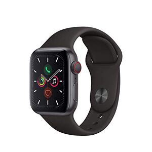 Apple Watch Series 5 (GPS + celular, 40 mm) Caja de acero inoxidable con correa deportiva negra (Reacondicionado)