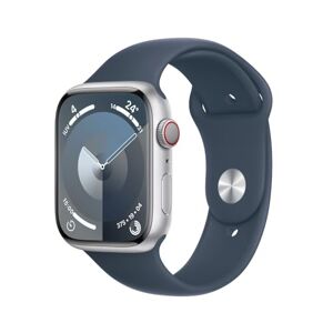 Apple Watch Series 9 [GPS + Cellular] Caja de Aluminio Color Plata de 45 mm y Correa Deportiva Azul tormenta M/L (Smartwatch).Apps ECG y Oxígeno en Sangre,Resistente al Agua