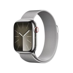 Apple Watch Series 9 [GPS + Cellular] Caja de Acero Inoxidable Color Plata de 41 mm y Correa Estilo milanés Color Plata (Smartwatch).Apps ECG y Oxígeno en Sangre,Resistente al Agua
