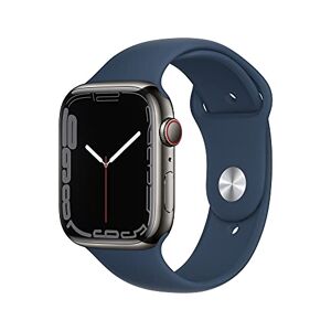 Apple Watch Series 7 (GPS + Cellular, 45 mm) Caja de Acero Inoxidable de Grafito con Correa Deportiva Azul Abismo (Reacondicionado Premium)