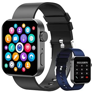 RUIAO Smartwatch,1.72" Reloj Inteligente Mujer y Hombre,con GPS Tracker, Resistente al Agua IP67, Compatible con La Mayoría de Los Teléfonos Inteligentes con Bluetooth(Negro+Azul)