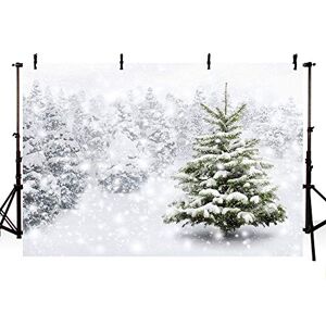 MEHOFOTO Winter White Snow Scene Photo Studio Background Banner Snowflake Landscape Pine Trees Photography Backdrops Props 8x6ft