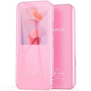 AGPTEK Reproductor MP3 de 32 GB con Bluetooth 5.3,  A09X de 2.4 pulgadas, reproductor de música portátil con altavoz sin pérdida de sonido con radio FM, grabadora de voz, soporta hasta 128 GB, rosa