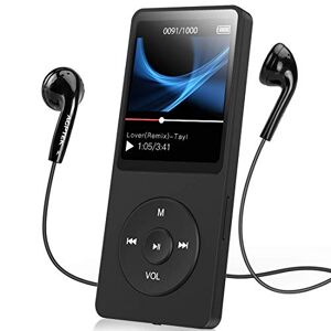 AGPTEK 16GB & 70 Hours Playback MP3 Lossless Sound Music Player (Supports up to 64GB), Color Black