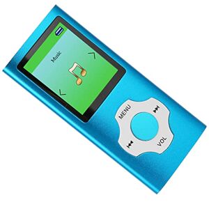 BAOK Reproductor de MP3, Pantalla LCD de 1,8 Pulgadas Reproductor de MP3 HD Elegante Radio FM sin Pérdidas para la Escuela para Estudiantes (Cielo Azul)