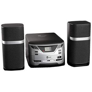 HDi Audio Moderno sistema de música estéreo para el hogar con sintonizador AM/FM, entrada auxiliar y conector para auriculares (negro/plata)