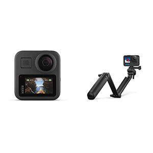 GoPro MAX — Waterproof 360 + Traditional Camera with Touch Screen Spherical 5.6K30 HD Video 16.6MP 360 Photos 1080p Live Streaming Stabilization + Tripie 3 Way 2.0 Color Negro