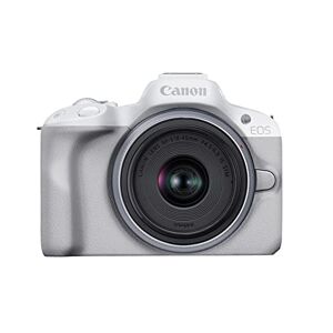 Canon EOS R50 Cámara de vlogging sin Espejo (Blanca) con RF-S18-45mm F4.5-6.3 es Lente STM, 24.2 MP, Video 4K, detección y Seguimiento de Temas, Compacto, conexión de Smartphone, creador de Contenido