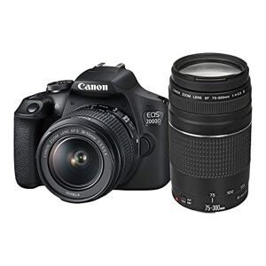 Canon EOS 2000D + EF-S 18-55mm f/3.5-5.6 IS II + EF 75-300mm f/4-5.6 III Juego de cámara SLR 24.1MP CMOS 6000 x 4000Pixeles Negro Cámara digital (24.1 MP, 6000 x 4000 Pixeles, CMOS, Full HD, 475 g, Negro)