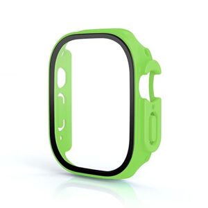 ANZOAT Glass+funda para Apple Watch Ultra 49mm correa smartwatch PC parachoques + protector de visualización cubierta templada iwatch Series Band Accesorios (color: fluorescente 22, tamaño: Ultra 49mm)