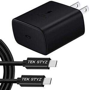 Tek Styz Kit de carga PRO de 45 W funciona para Xiaomi Black Shark 2 con carga rápida/rápida 3 Plus Hi-Power 100 W PD/USB-C cable de 4 pies (negro)