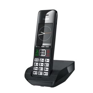 Siemens Comfort 552 Elegante teléfono inalámbrico para base DECT Fabricado en Alemania Función manos libres Libro telefónico grande, color negro titanio