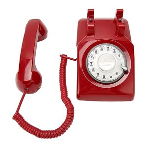 Heayzoki Teléfono de Marcación Rotativa Retro, Teléfono Fijo Vintage, Teléfono Antiguo Antiguo con Altavoz de Timbre Mecánico para Hotel de Oficina en el Hogar (Rojo)