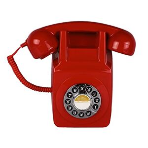 Artisam Teléfono de pared, teléfono fijo con cable para el hogar, teléfono retro montado en la pared, teléfonos antiguos de los años 60, teléfono analógico de línea única con timbre fuerte para personas mayores (rojo)