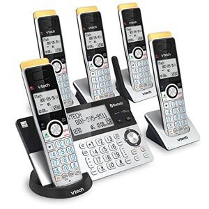 VTech Teléfono inalámbrico DECT 6.0 de gran alcance para el hogar con contestadora, rango de 2650 pies, bloqueo de llamadas, Bluetooth, conector de auriculares, respaldo de alimentación, intercomunicador, expandible a 12 HS