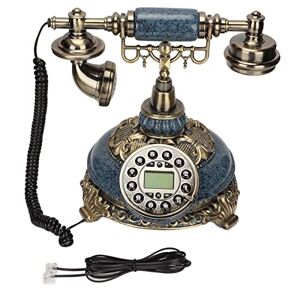 Acogedor Botón Dial Vintage Teléfono Retro Antiguo Teléfono Fijo Identificador de Llamadas Teléfono Fijo con Cable Pulsador Dial Teléfono Fijo para Home Office Cafe Decor