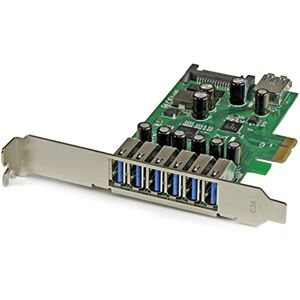 StarTech 7 Port PCI Express USB 3.0 Card Standard & Low-Profile SATA Power UASP Support 1 Internal & 6 External USB 3.0 Ports