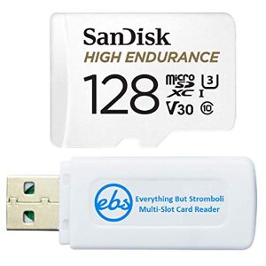 Everything But Stromboli SanDisk Tarjeta de memoria MicroSD de alta resistencia de 128 GB funciona con Wyze Cam OG, Wyze Cam Pan v3 cámara inteligente (SDSQQNR-128G-GN6IA) V30 C10 U3 paquete con 1 todo menos Stromboli MicroSDXC y lector de tarjetas SD