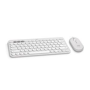 Logitech Pebble 2 Combo para Mac, Teclado y Mouse inalámbricos, Delgado, silencioso y portátil, Personalizable, Mouse y Teclado Bluetooth, fácil de Cambiar, para macOS, iPadOS, Color Blanco Tonal