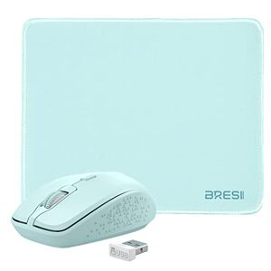 BreSii mouse Bluetooth y alfombrilla de mouse: mouse inalámbrico para laptop, mouse silencioso 2.4G/BT ergonómico mouse 3 DPI ajustable mouse inalámbrico portátil para Android PC Notebook computadora Mac-Verde