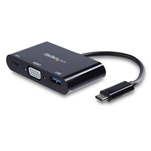 StarTech .com USB-C to VGA Multifunction Adapter with Power Delivery and USB-A Port USB Type-C to VGA USB C Laptop Travel Adapter