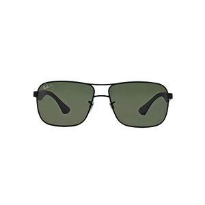 ORB3516 Ray-Ban Rb3516 anteojos de sol cuadradas de metal para hombre, Negro mate/verde polarizado., 59 mm